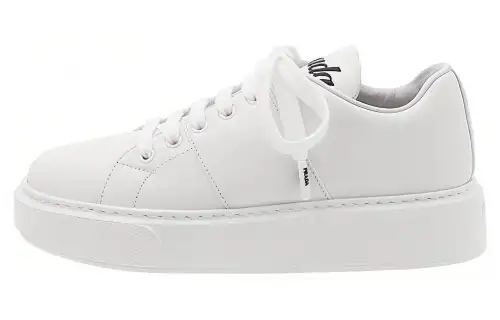 PRADA Leather Low top Skateboard Shoes Women's White