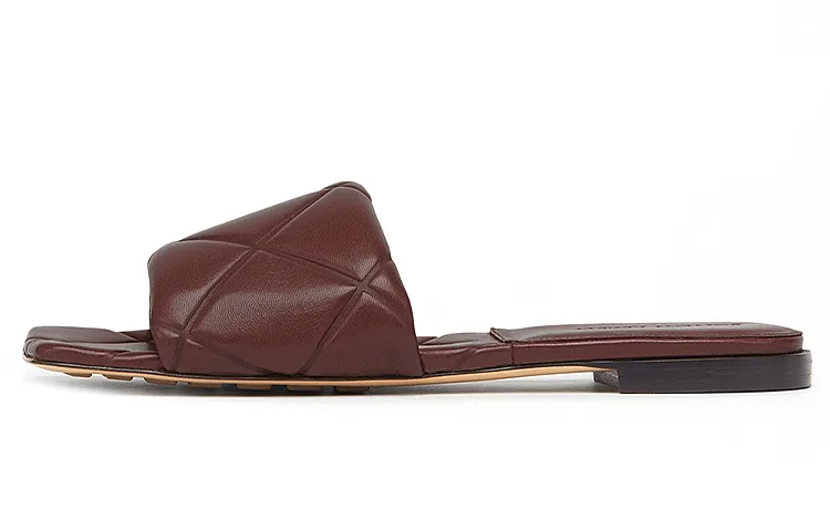 Bottega Veneta Lido Slide Slippers Women's Dark Brown