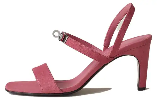 HERMES Glamour Leather One Strap Sandals 7.6cm Women's Rose Red