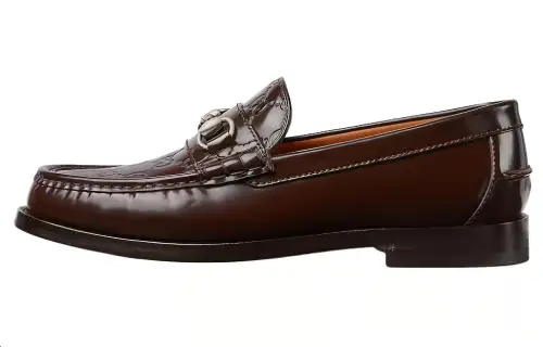GUCCI Leather Loafers 1.5cm Men's Brown