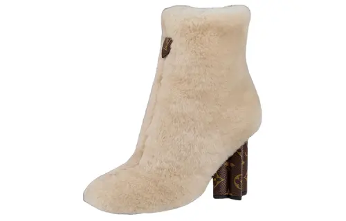 LOUIS VUITTON Shearling Ankle Boots Women's Light Umber