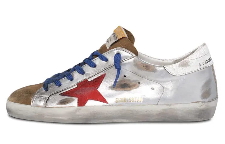 Golden Goose Super Star Stylish Skateboarding Shoes Men's Silver Red