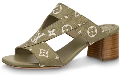 LOUIS VUITTON Croisiere Slide Slippers Women's Khaki Green