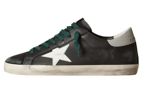Golden Goose Super Star Leather Low top Stylish Skateboarding Shoes Men's Dark Blue Distressed