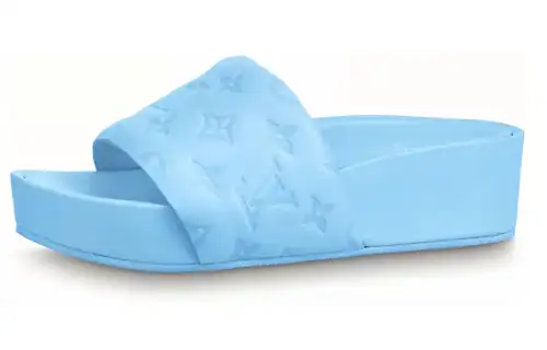 LOUIS VUITTON Jumbo Flatform Slide Slippers Women's Blue