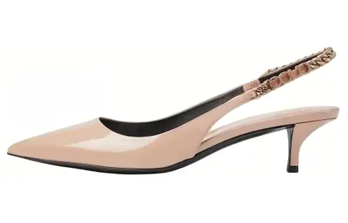 GUCCI Signoria Patent Leather Slim Heel High Heels 4.5cm Women's Light Beige