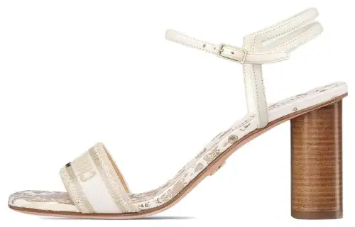 DIOR Dway Cotton Fabric One Strap Sandals Women's White