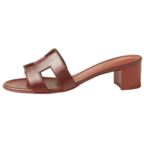 HERMES Oasis Slide Slippers 5cm Women's Orange Red