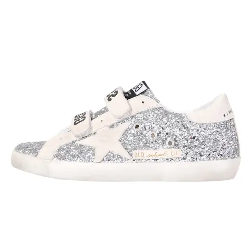Golden Goose Old School Low top Skateboard Shoes Women's Beige Silver Distressed