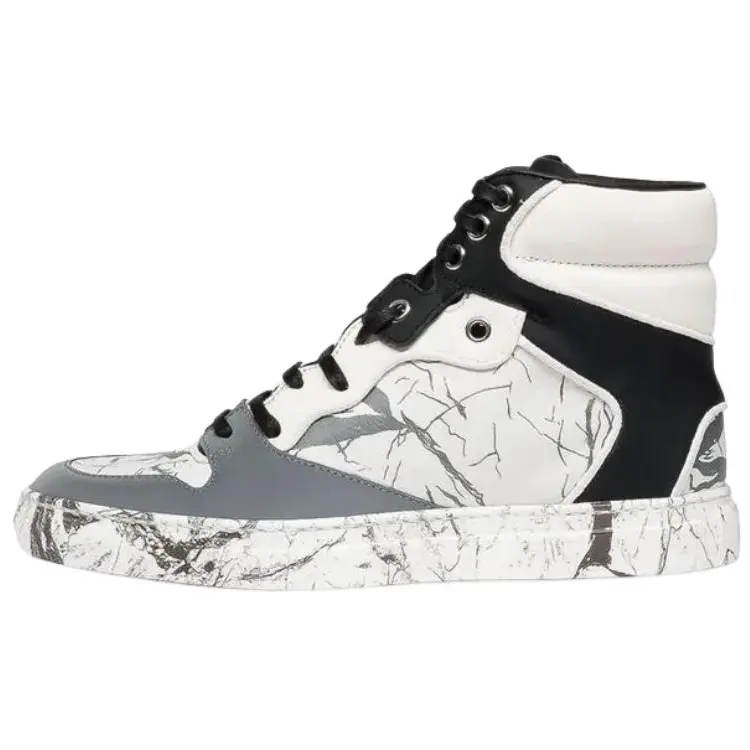 Balenciaga Marble High top Skateboard Shoes Men's White