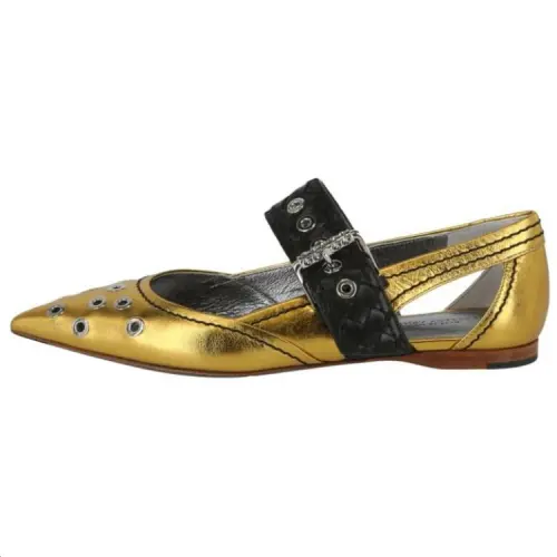 Bottega Veneta Flat Mary Jane Shoes Women's Gold