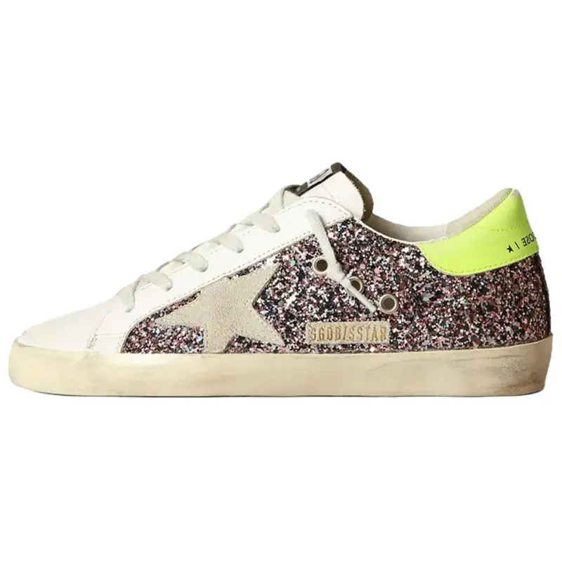 Golden Goose Super Star Cow Leather Low top Skateboard Shoes Women's Gray Distressed