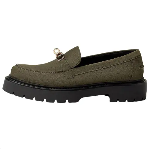 HERMES Icone Loafers Women's Green