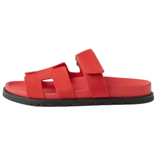 HERMES Chypre Slide Slippers Women's Red