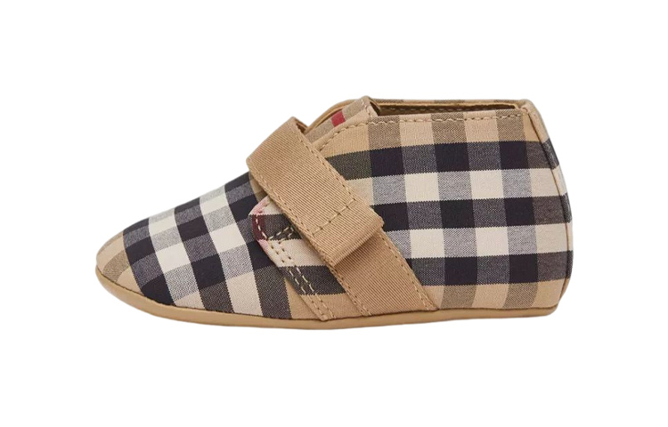 Burberry Burberry Cotton Flat Velcro Check Cotton Boots Toddler Shoes Beige Infant and Toddler
