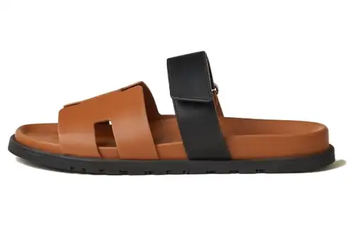 HERMES Chypre Slide Slippers Men's Brown