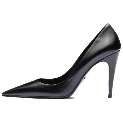 PRADA Leather Slim Heel High Heels 10cm Women's Black