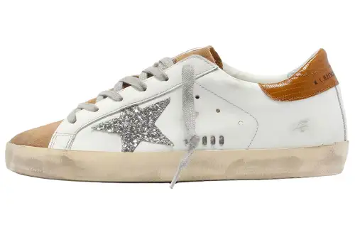 Golden Goose Super Star Leather Low top Stylish Skateboarding Shoes Women's White Brown