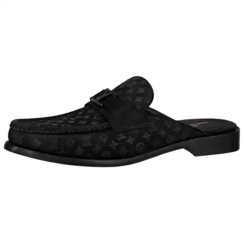 LOUIS VUITTON Major Closed Toe Slippers Men's Black