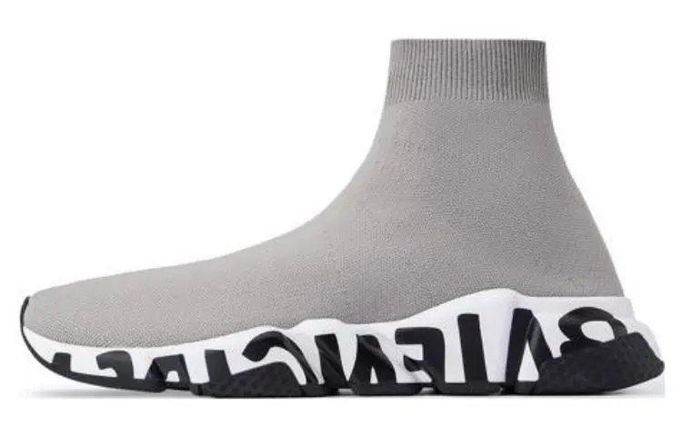 Balenciaga Graffiti Speed Graffiti High top Casual Shoes Men's Gray Black White
