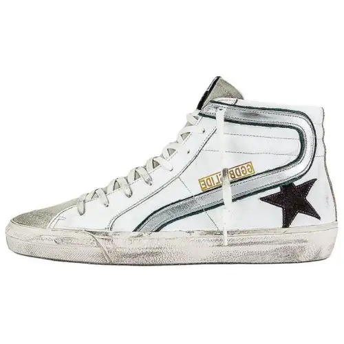 Golden Goose Slide Skateboard Shoes Men's Mid Top White