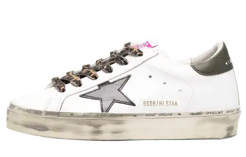 Golden Goose Hi Star Low top Stylish Skateboarding Shoes Women's White Brown