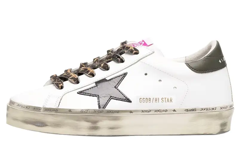 Golden Goose Hi Star Low top Stylish Skateboarding Shoes Women's White Brown