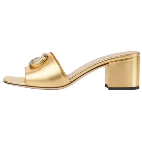 GUCCI Nojum Slide Slippers Women's Gold