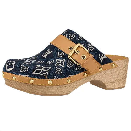 LOUIS VUITTON Cottage Closed Toe Slippers Women's Blue