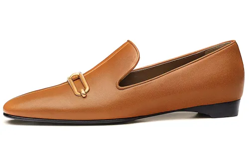 HERMES Dalhia Goatskin Women's Casual Shoes Women's Brown