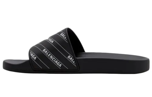 Balenciaga Rubber Slides 'Stripe Logo Piscine - Black'