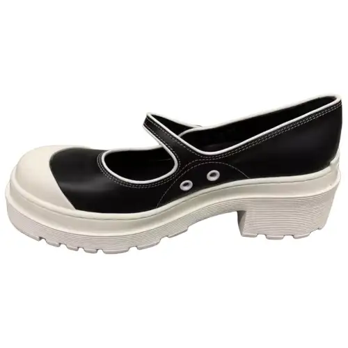 DIOR Leather Chunky Heel Mary Jane Shoes Women's White
