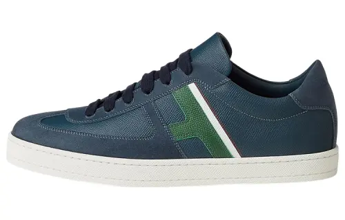 HERMES Epsom Leather Low top Stylish Skateboarding Shoes Men's Blue