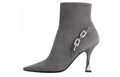 LOUIS VUITTON Sparkle Line Suede Ankle Boots 6.5cm Women's Gray