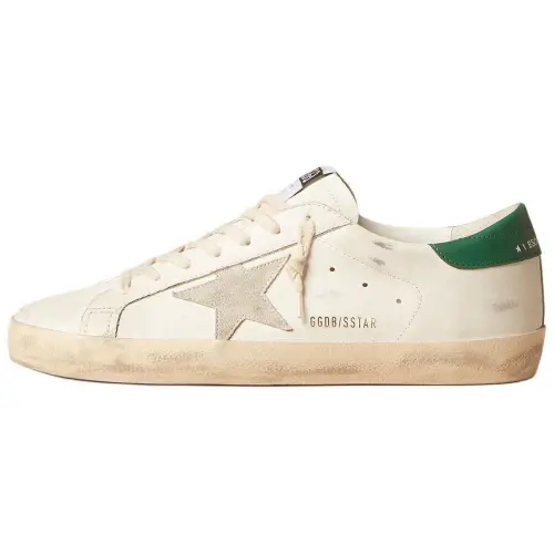 Golden Goose Super Star Cow Leather Skateboard Shoes Men's White Green