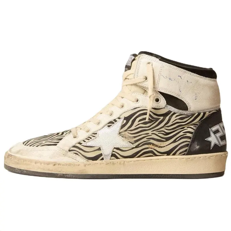 Golden Goose Sky Star Cow Leather High top Skateboard Shoes Women's Beige