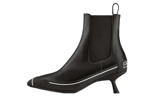 DIOR D Motion Cow Leather Short Chelsea Boots Women's Black