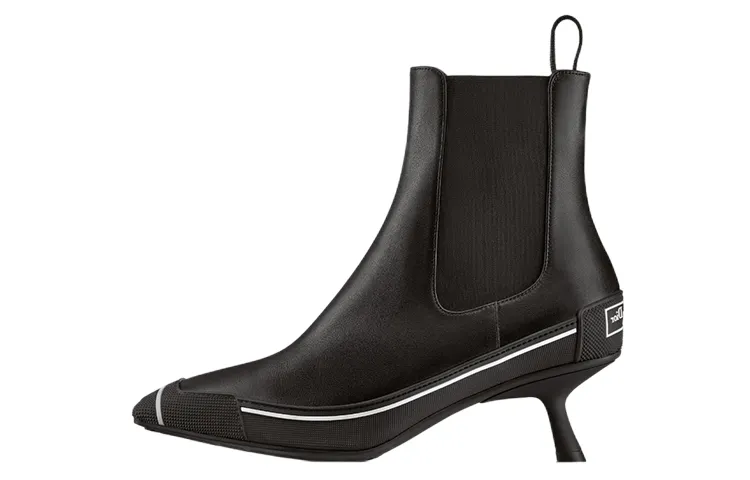 DIOR D Motion Cow Leather Short Chelsea Boots Women's Black