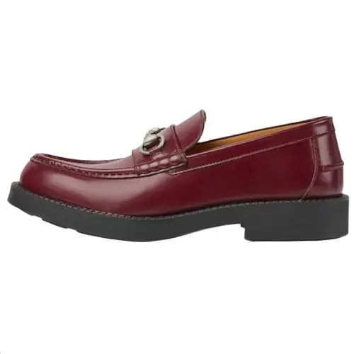 GUCCI Horsebit Leather Loafers Men's Burgundy
