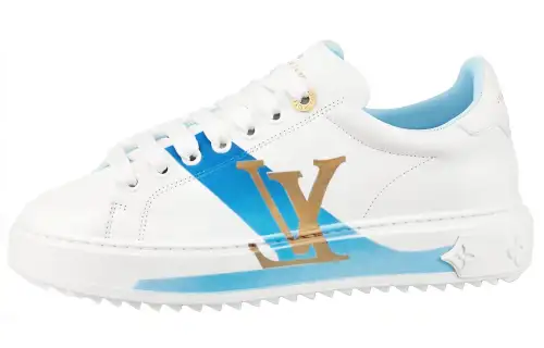 LOUIS VUITTON Time Out Low top Stylish Skateboarding Shoes Women's White Blue