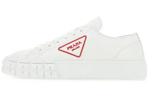 PRADA Leather High top Stylish Skateboarding Shoes Women's White