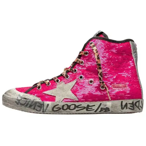 Golden Goose Francy Canvas Shoes Women's High Top Pink