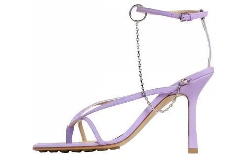 Bottega Veneta Leather One Strap Sandals Women's Purple