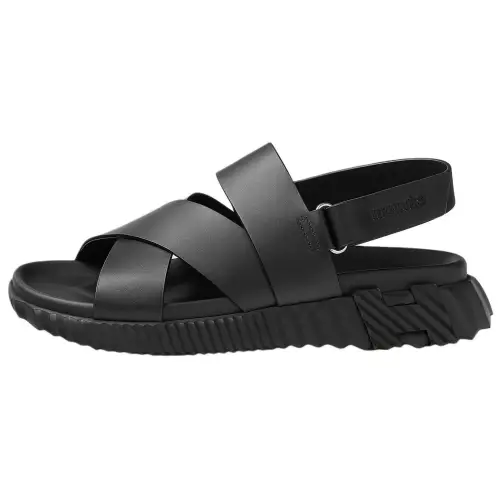 HERMES Electric One Strap Sandals 4cm Men's Black