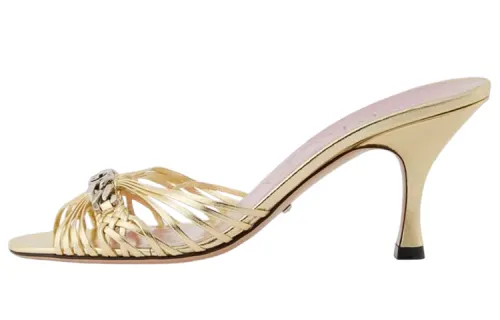 GUCCI Slide Slippers Women's Gold