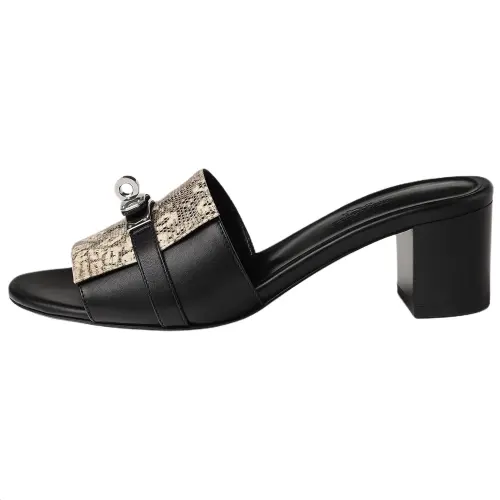HERMES Gigi Slide Slippers 5cm Women's Black