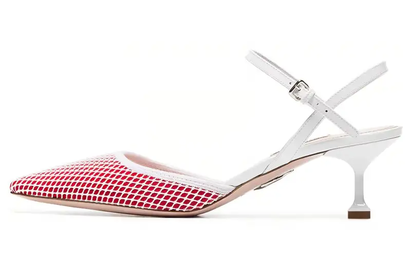 MIU MIU Block Heel High Heels Women's Red