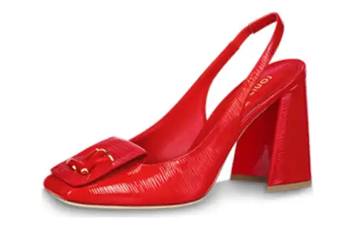 LOUIS VUITTON Shake Chunky Heel High Heels Women's Red