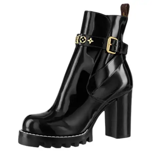 LOUIS VUITTON Star Trail Cow Leather Ankle Boots Women's Black