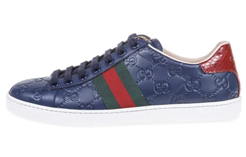 GUCCI ACE Skateboard Shoes Women's Low Top Blue
